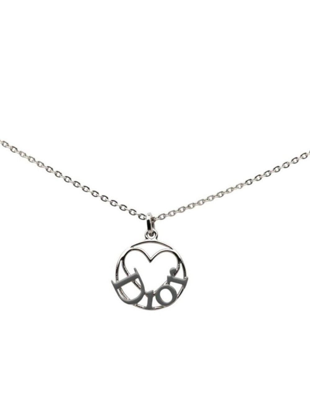 Dior Logo Heart Motif Pendant Silver Gray Metal - Picture 1 of 6